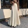Autumn Winter Long Skirt French Midi Skirt Korean High Waist A-Line Elegant Versatile Pleated Skirt Full Flare