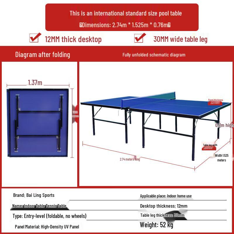 Bailing Foldable Indoor Competition Ping Pong Table
