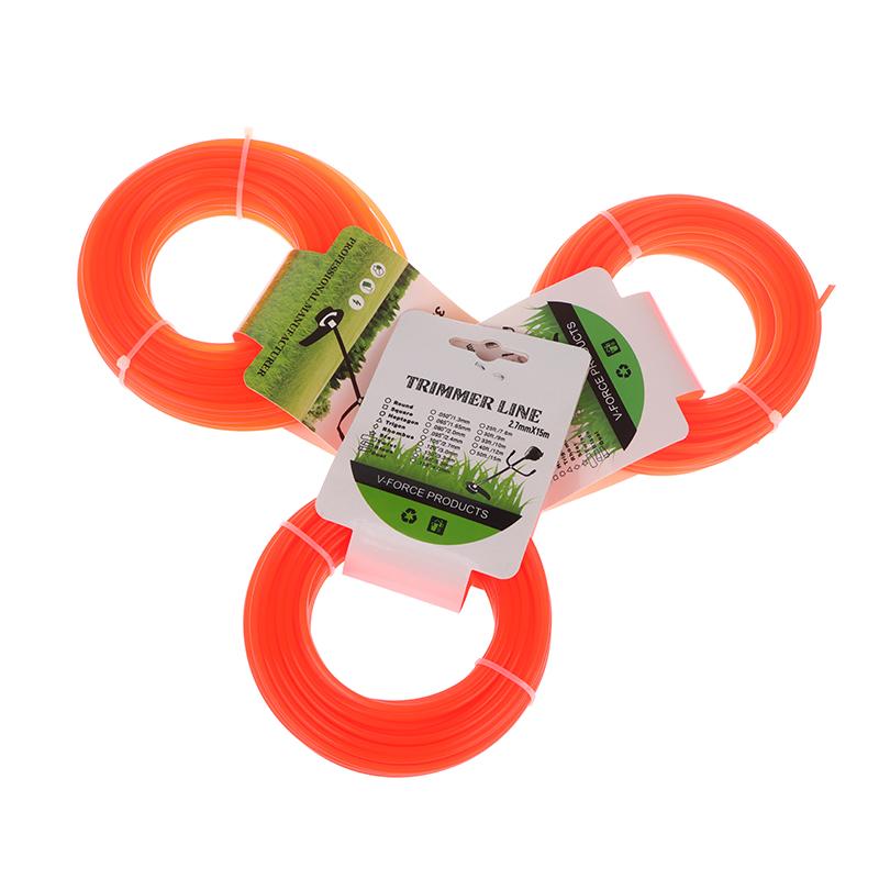 1 шт. 15 м*2,4 мм/2,7 мм/3 мм нейлоновый триммер для кошения травы веревка для кустореза