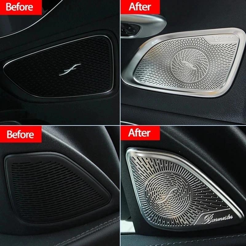 Автомобильный дверной динамик, твитеры, сетчатая накладка, аксессуары для Mercedes Benz C Class W206 2022, нержавеющая сталь