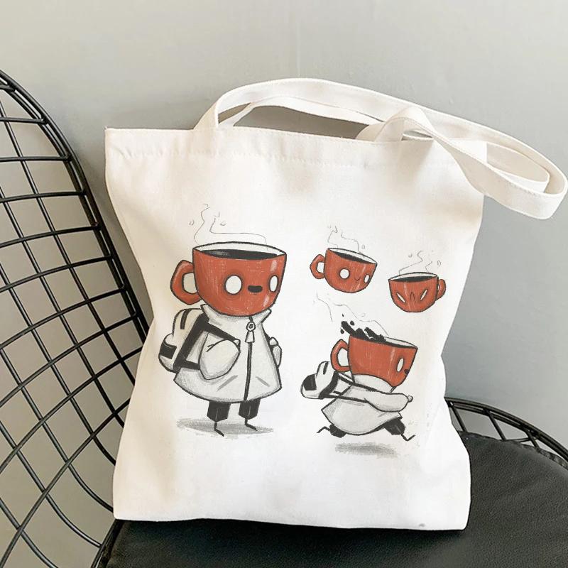 Cat Shopping Canvas Womens Bag Casual Large Capacity Shoulder Bags Reusable Shopper Tote Bags Fashion Harajuku Ulzzang Handbags
