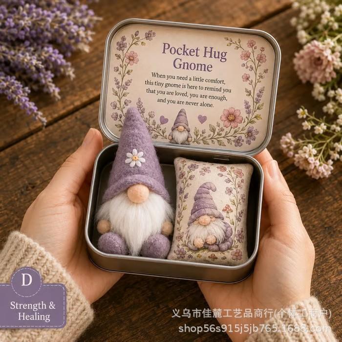 New Qiqu Portable Pocket Hug Gnome Gift Tin Pocket Hug Dwarf Iron Box