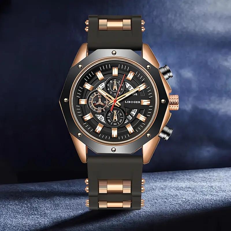 Мужские спортивные часы Модные силиконовые часы Кварцевые часы с датой и календарем