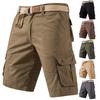 Men's Cotton Multi-Pocket Casual Shorts - Solid Color, Summer Style