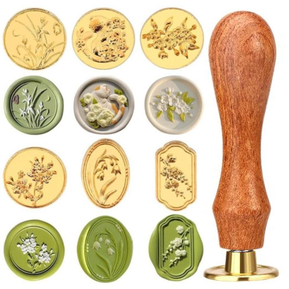 20 Pcs/set Zinc Zinc Zinc Alloy Vintage Rose Wax Seal Set Golden Envelope Sealing Wedding Stationery