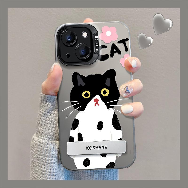Подходит для Apple 14 Чехол для мобильного телефона Iphone15 Cow Cat Невидимый кронштейн 13 Цвет серебристый матовый 12 Полное покрытие Защита от падения