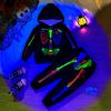 18M To 6Y Children's Halloween Bones Dress Up Luminous Long Sleeve Hooded Top Pants Two-piece Set