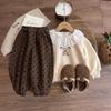 2025 Autumn/Winter Girls' Fleece Sweatshirt & Polka Dot Pants Set