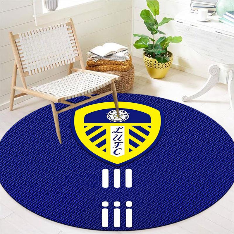 Leeds United Round Area Rug,Carpet Rug for Living Room Bedroom Sofa Playroom Decor,Non-slip Floor Mat