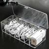 8 Grid Data Cable Storage Box Mobile Phone Charging Cable Charger Compartment Finishing Box Desktop Transparent Storage Box Anti-dust Box