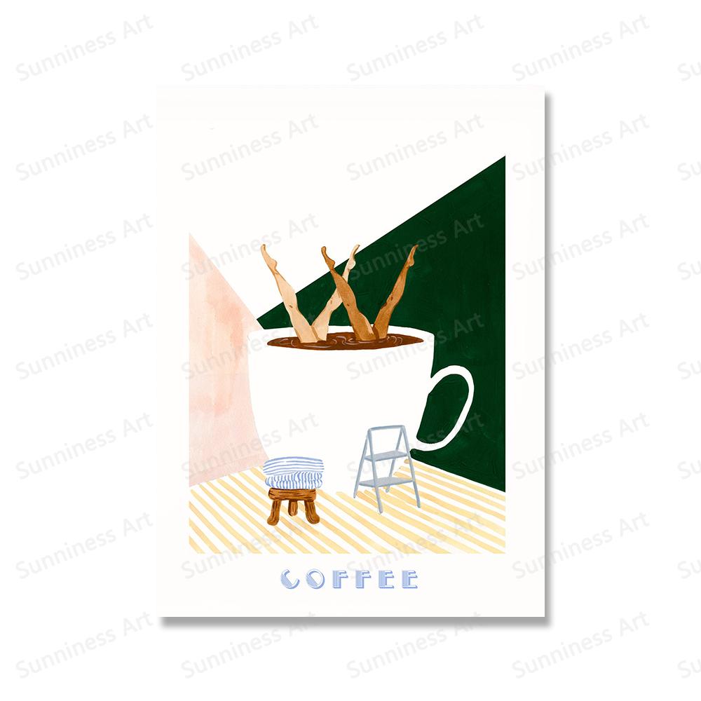 Кофейный постер, холст, картина, доброе утро, кофе, пловец, глубокое погружение, принт, современные скандинавские настенные художественные картины для кухни, домашний декор