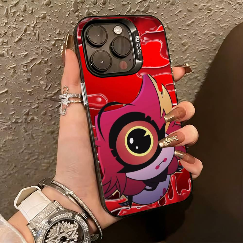 H-Hazbin Hotel N-Niffty Чехол для телефона для iPhone 17,16,15,14,13,12,11 Plus,Pro Max,XS,Цветной Серебряный Внутренний Чехол