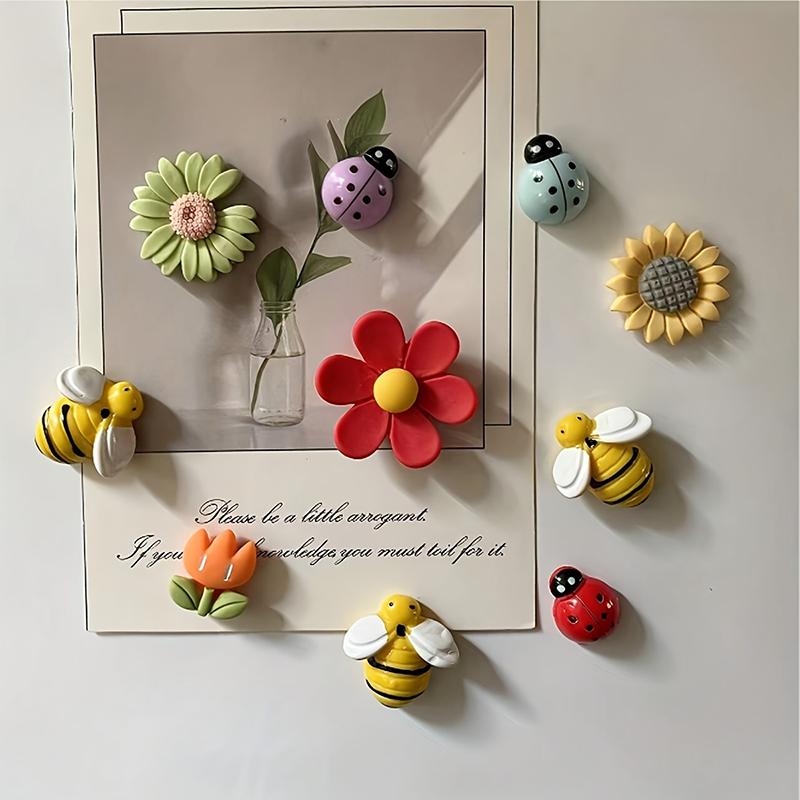 10 PCS/Set Kitchen Magnet Set for Home Decor Nature-Inspired Fridge Magnet Collection Floral Bee Fridge Magnets Set Refrigerators