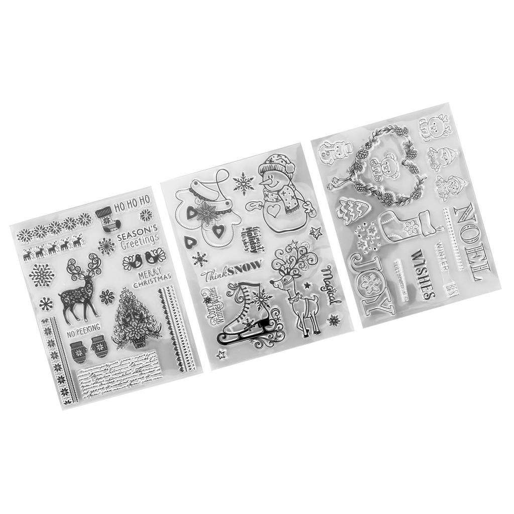 3 шт. прозрачных штампов с прозрачным отпечатком, переработанные безопасные рождественские олени, прозрачные штампы для открыток для поделок