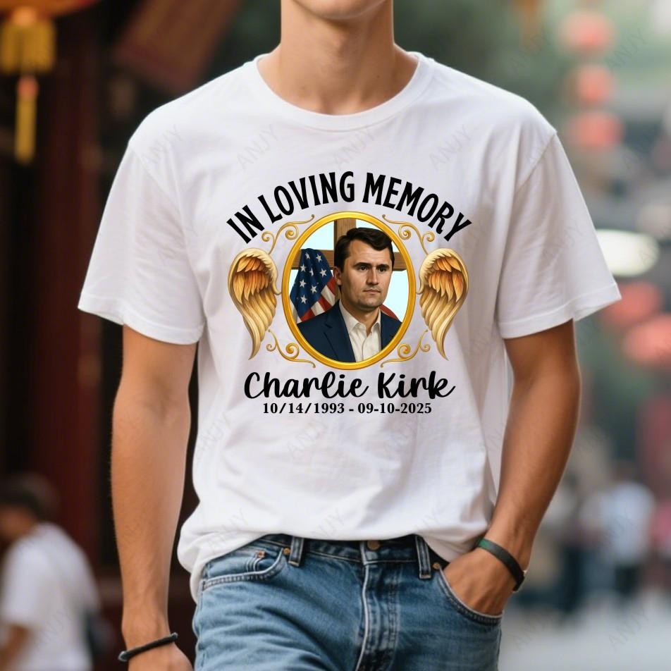 Charlie Kirk Commemorative Printed T-shirt with American Commemorative Style Unisex Casual Sho