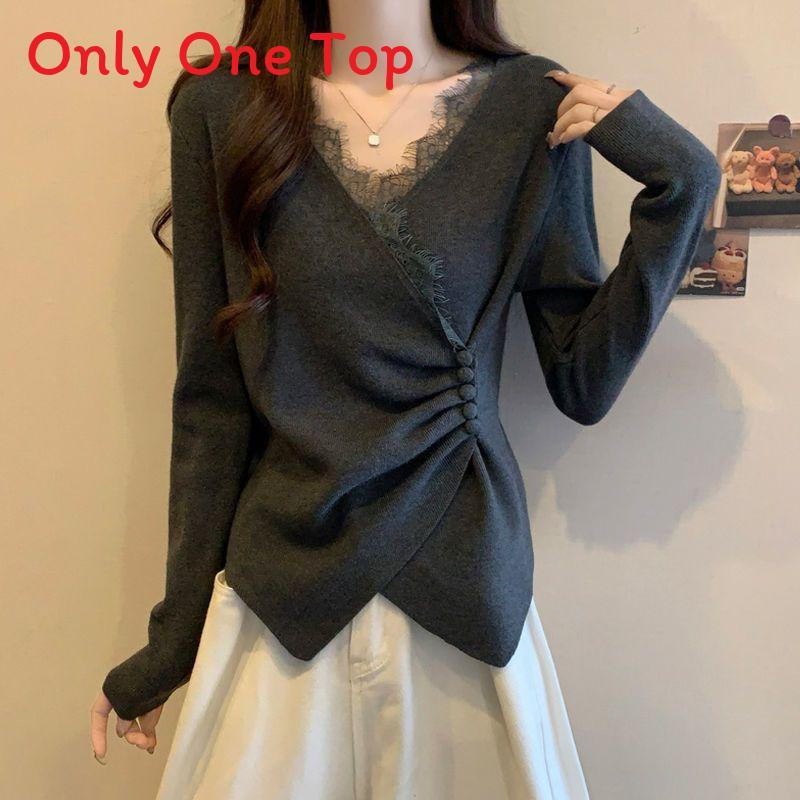 Casual T Shirt For Women With Lace Collage And Deep V Neck In Soft Fabric For Office Wear