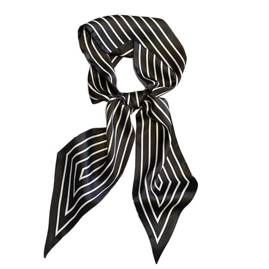 Women Neck Scarf Striped Contrast Color Satin Triangle Edge Wide Band Neck Decoration OL Style Commute Lady Hair Band Clothes Accessory