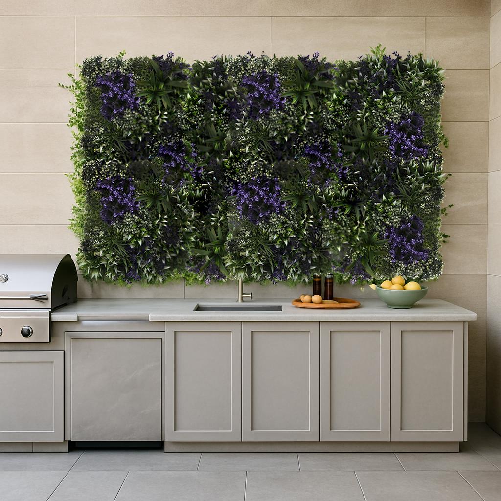 Zielona ściana - panel roślinny - violet flowers - uv 50 x 50