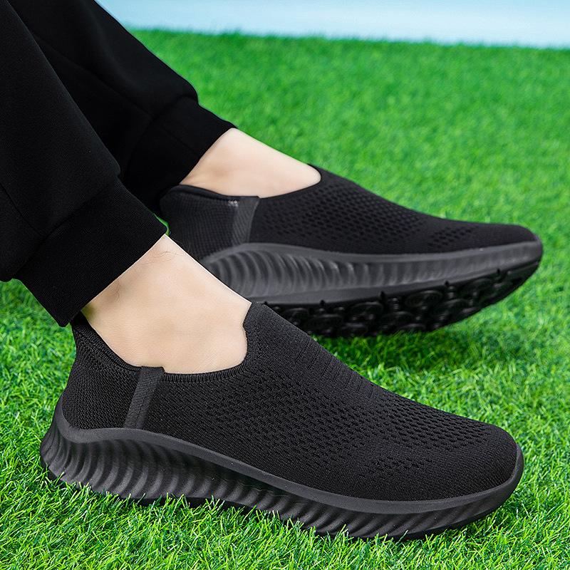 Sleeve casual sports shoes fly-woven light shoes men's large size four-season shoes summer breathable men's shoes