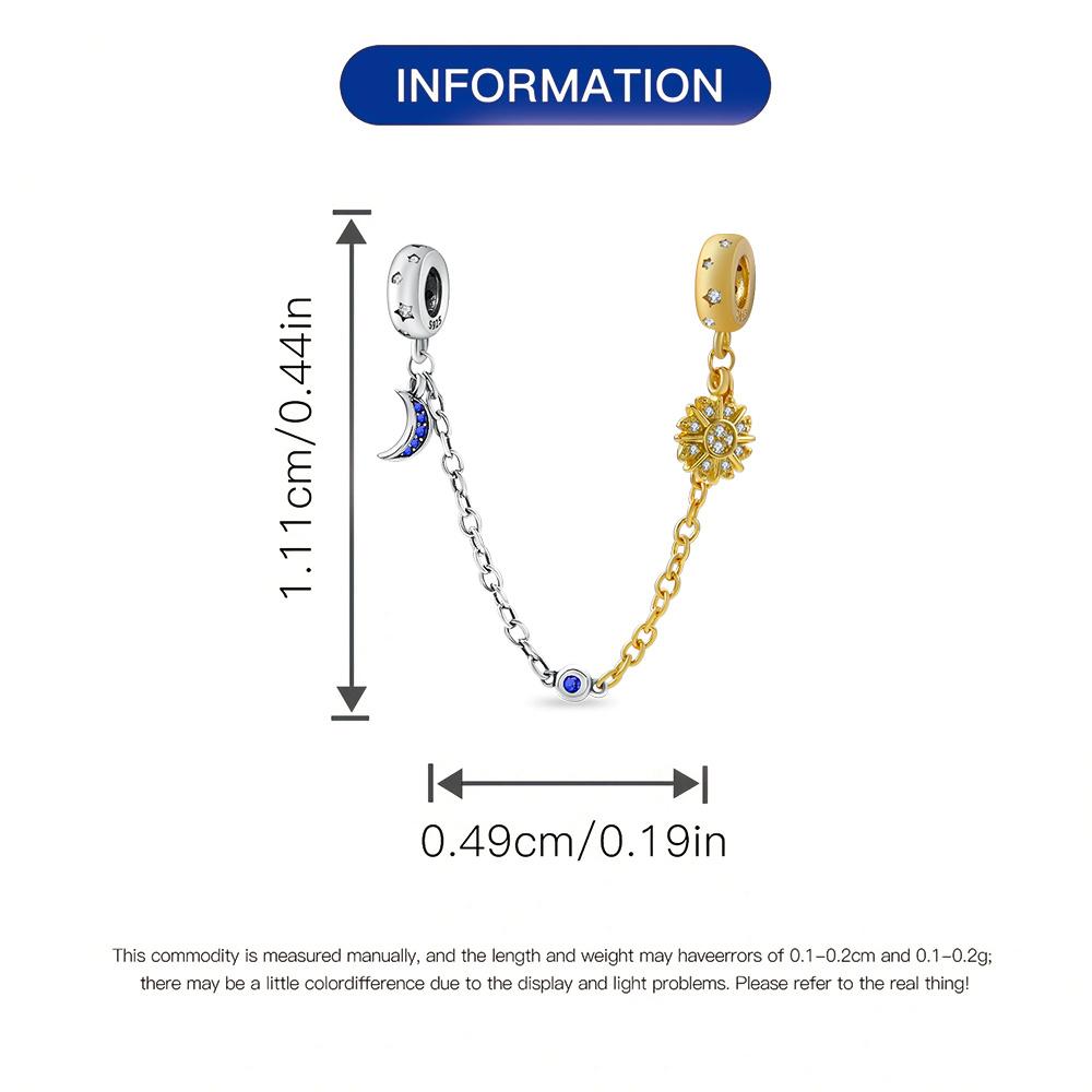 Подвеска Шарм Медный Солнце Луна Цепочка Безопасности Подходит для Оригинального Браслета Для Изготовления Украшений Подарок на День Святого Валентина