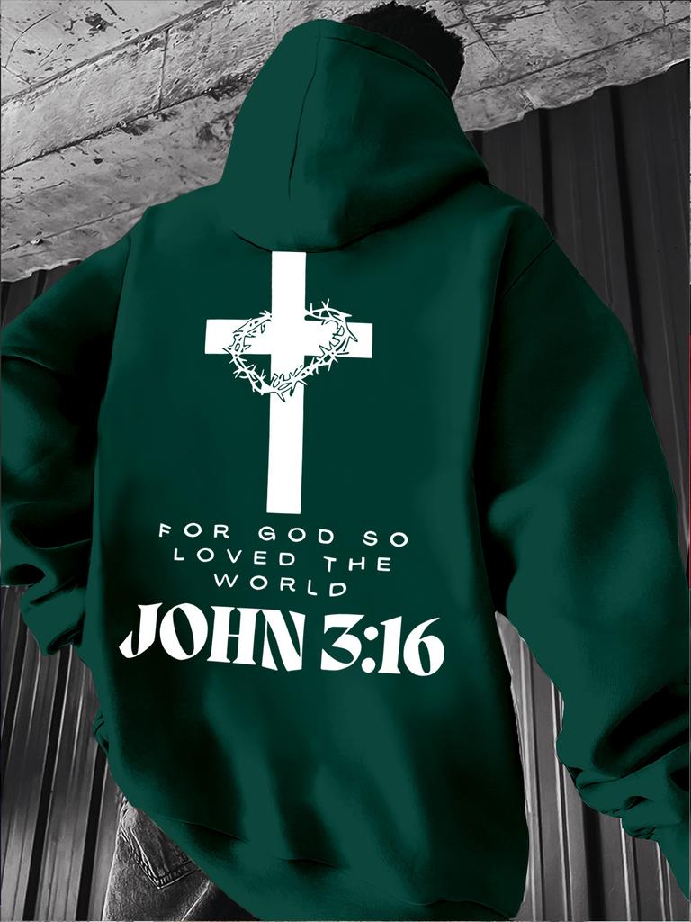 Men's Casual Winter-spring Minimalist Cross-element World-themed Hip-hop Punk Street Print Hooded Sweatshirt