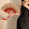 Chinese Style Folding Fan with Tassel Portable Summer Hand Held Fan Dance Performance Photo Props Party Costume Accessories Gift