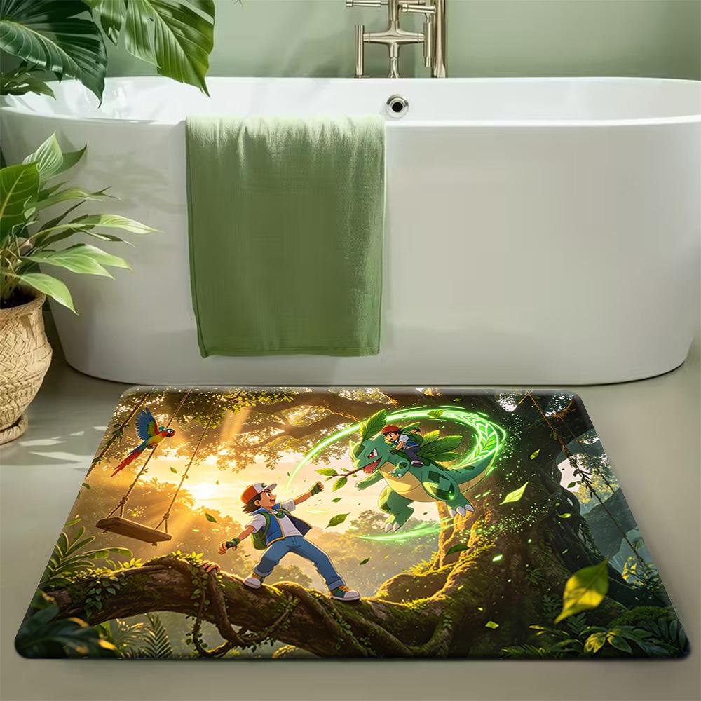 Pokemon Gyarados Ocean Splash Print Non-slip Doormat Soft Floor Mat for Home Decor
