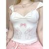 Kawaii милая уличная одежда, женские майки в японском стиле Y2k Harajuku, повязки с бантом, футболки с мультяшным принтом, топ, мягкий гриль, лето 2024