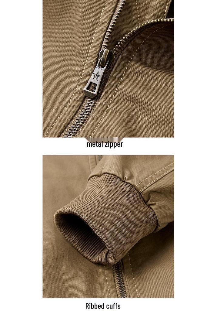 2024 Men's Plus Size Cotton Pilot Jacket - Spring/Autumn Lightweight Long Sleeve Baseball Workwear