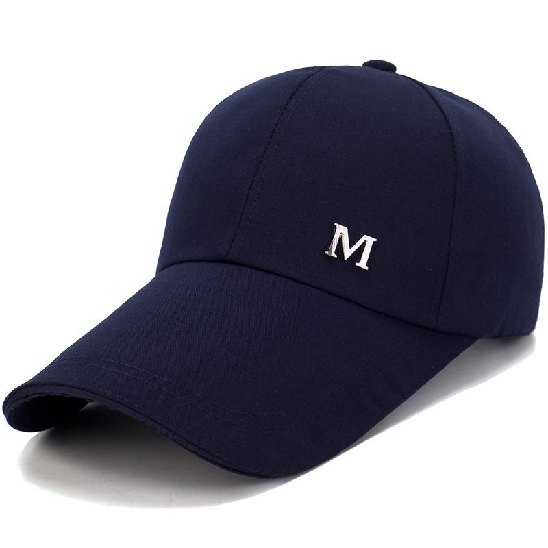 Мужская и женская однотонная черная удлиненная кепка Snapback с буквой M, бейсбольная кепка, уличная летняя солнцезащитная кепка с защитой от ультрафиолета, рыболовная кепка