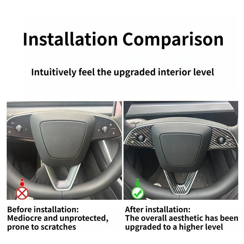 For Tesla Model Y Juniper 2025 ABS Carbon Fiber Steering Wheel Panel Button Trim Sticker Gear Lever Trim Interior Accessories