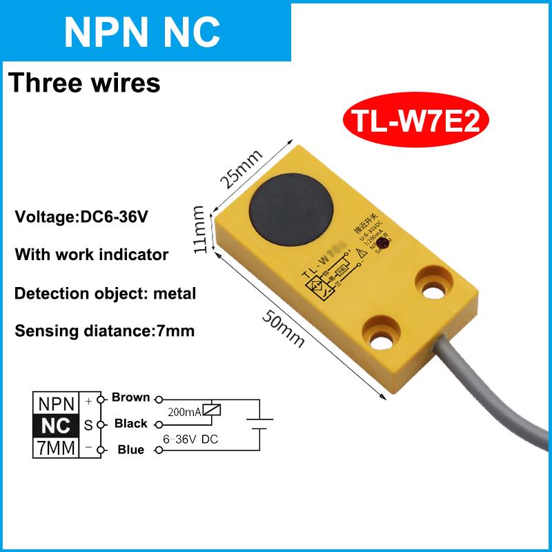 Индуктивный квадратный бесконтактный переключатель металлический датчик TL-W7 расстояние срабатывания 7 мм DC трехпроводной NPN/PNP, NO/NC, DC6-36V