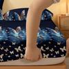 1 Simple modern butterfly printed matte Fitted Sheet, bedroom printed bed cover, bedding (excluding pillowcases)