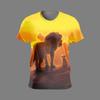 Animal Lion Summer Outfit New Men's 3D Printed T-shirt Men's Fashion Loose Three-dimensional Versatile Round Neck Short Sleeved T-shirt
