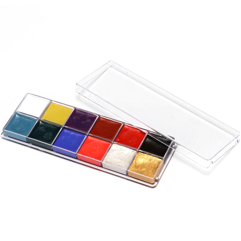 Набор масляной живописи для тела, Хэллоуин, 12 цветов, моющаяся картина маслом для лица и тела, пигментные кисти, инструмент для макияжа