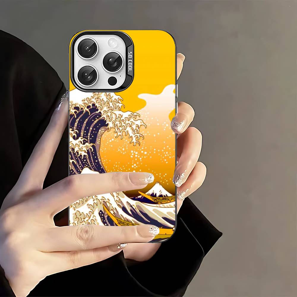 Японские волны Чехол для телефона Для IPhone 17 16 15 14 13 12 11 Pro Max Plus Pro Цветной корпус