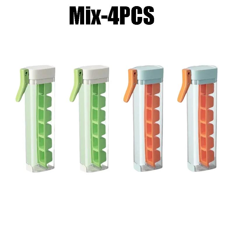 6 Grid Ice Cube Tray Ice Blocks Mold Maker with Handle for Single Person Hand Press Whiskey Cocktail Juice Drink Kitchen Tools