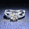 S925 Sterling Silver Ring Moissanite Ring High-end Ring Hollow Four-claw Classic Crown Proposal Ring Exquisite Jewelry Gift