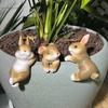 Pack of 3 Colorful Rabbit Resin Figurines Ideal for Hanging on Balconies or Aquariums Edges Multifunctional Decors