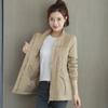 Women's Spring and Autumn Design Double-layer Zipper Collar Waist Thin Trench Coat Solid Color Slim Elegant Jacket