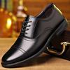 Leather Shoes Autumn Cowhide British Dress Shoes Three-joint Non-slip Business Lace-up Shoes.
