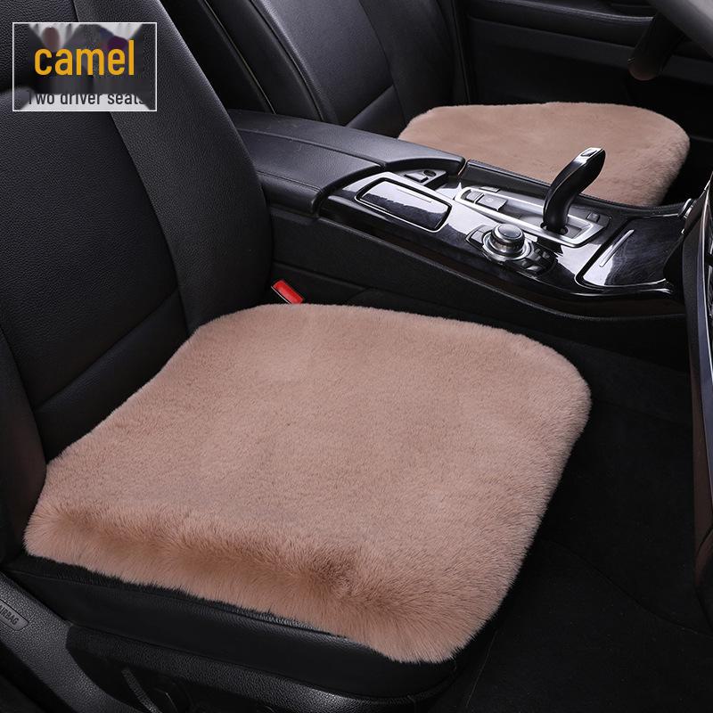 Комплект плюшевых зимних подушек для автомобильных сидений: Нескользящий, утолщенный мех кролика, универсальная посадка