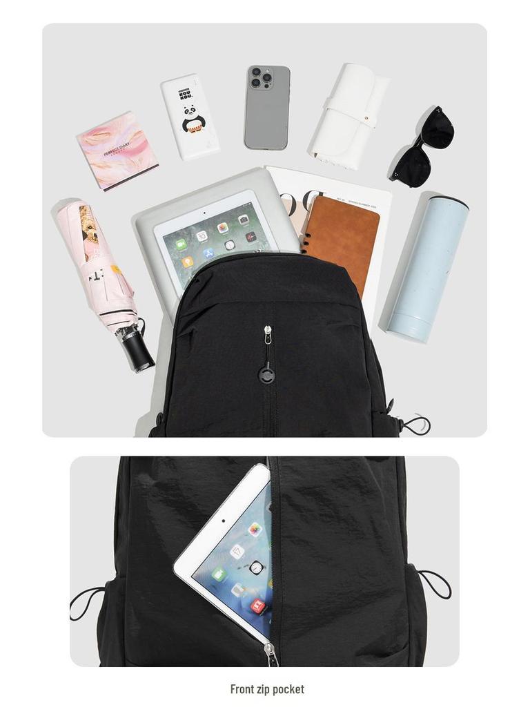 High Capacity Student Backpack – Versatile, Stylish, Lightweight Travel Bag In Solid Colors