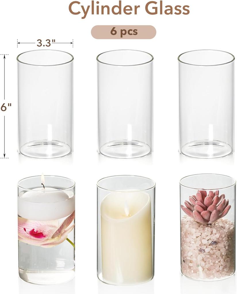 6 шт. стеклянных подсвечников в форме цилиндра Hurrican, набор плавающих свечей, гидропонная ваза для цветов, экологический резервуар, банка для хранения ювелирных изделий
