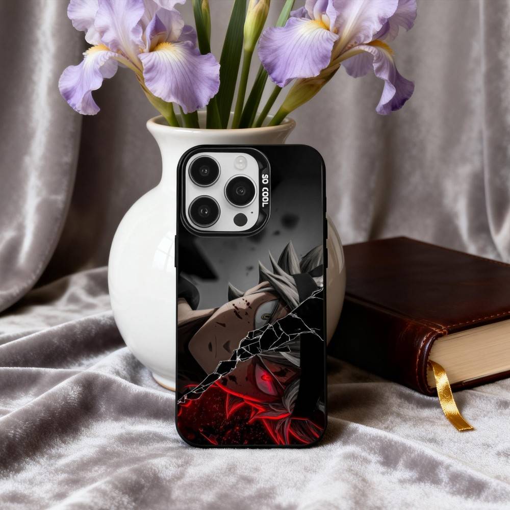 Аниме Крутой A-Аста B-Черный C-Клевер Чехол для телефона для iPhone17,16,15,14,13,12,11 Plus,Pro Max Черный Конфетный серебристый чехол для телефона