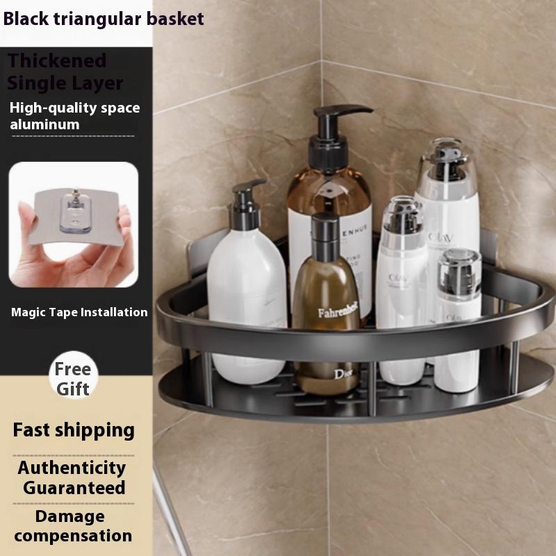 Bathroom Organizer Rack Punch-free Wall Mounted Triangle Storage Rack Corner Shelf Wall Soap Holder