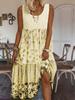 Women's Sleeveless Summer Style Round Neck Printed Long Dress