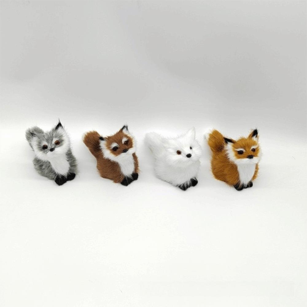 Figurine Plush Fox Doll Toy Mini Squatting Sitting Fox Model Plush Simulation Fox Birthday Gift