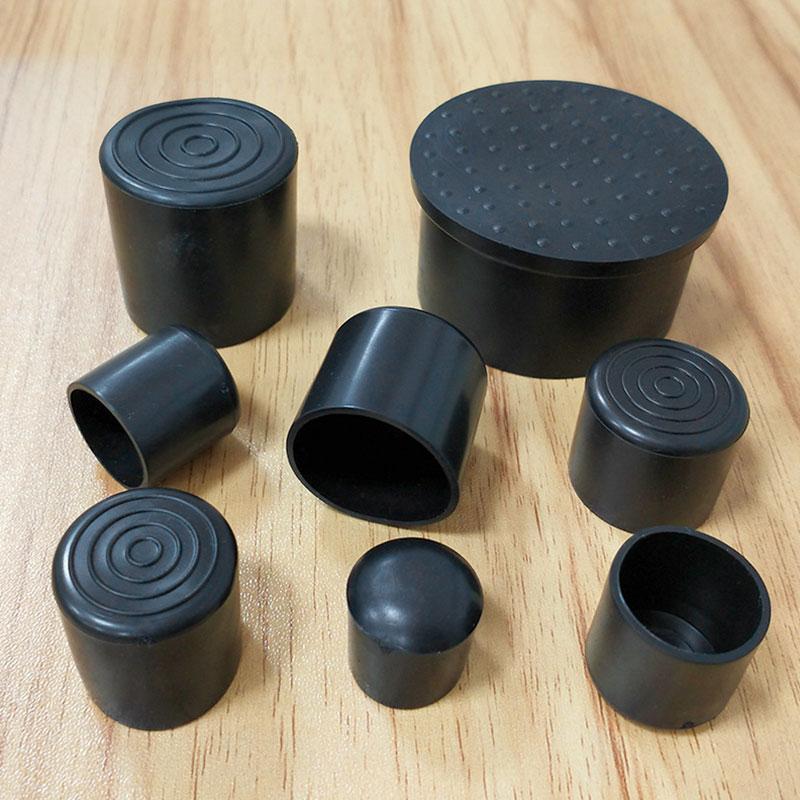 10Pcs Furniture Feet Floor Protectors Non-Slip Round Tube Caps Black Chair Leg Cover Cover