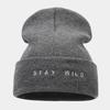 Autumn and Winter New Large Board Knitted Hat Men's Trendy Personality Retro Cold Hat Women's Fashion Letter Embroidery Simple Stacking Hat